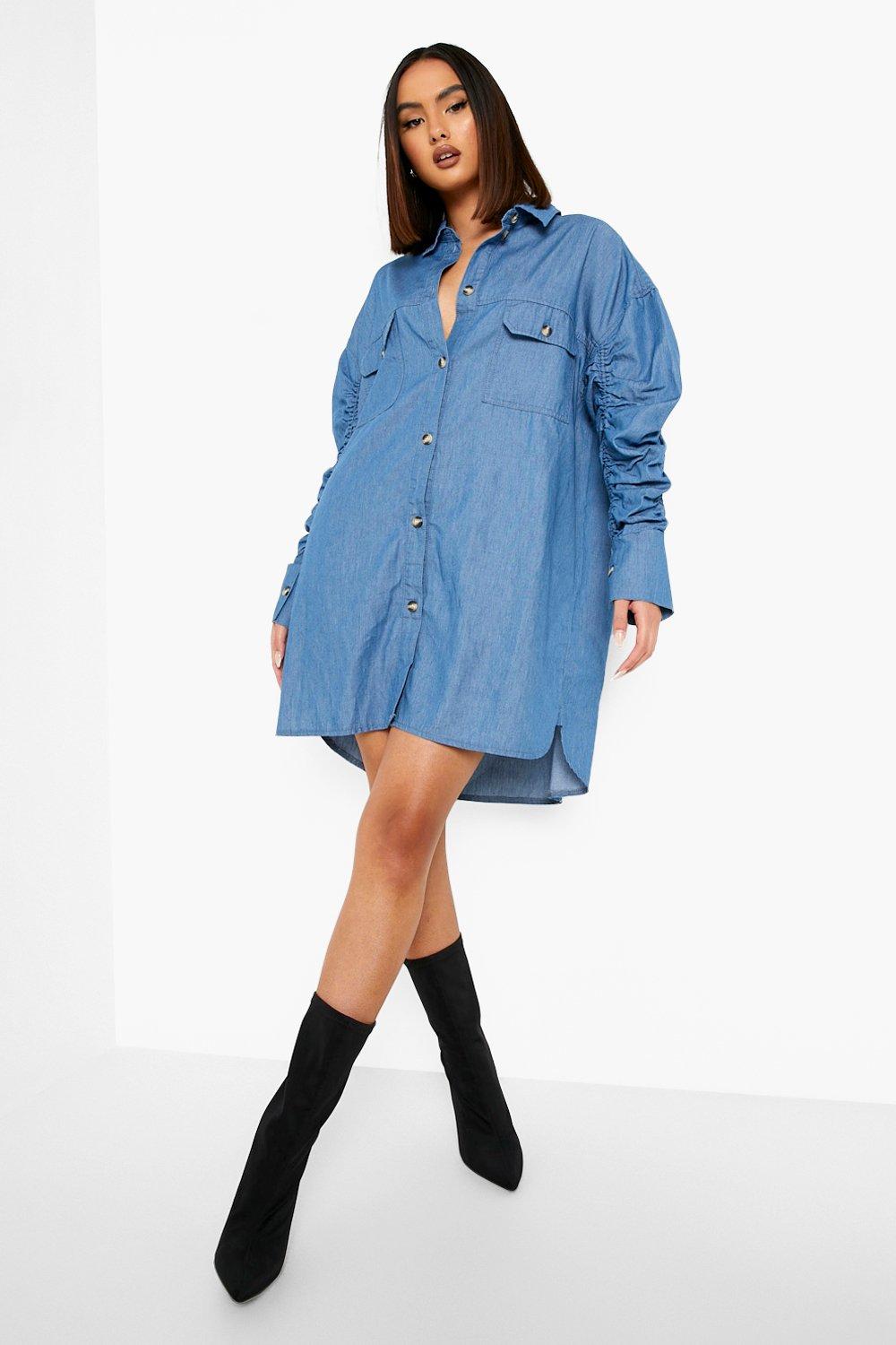 Boohoo denim store shirt dress